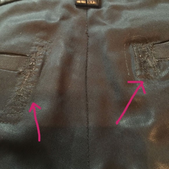 Elizabeth And James Clyde Pants Size 2 Leather Trim Stretch Wool Black B79 - Picture 5 of 5